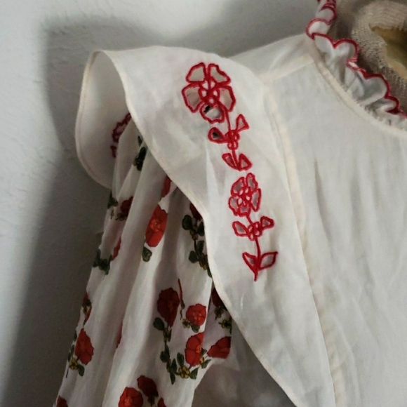 CAROLINA K. Floral design eyelet embroidered ruffled blouse Sz S - Picture 4 of 7